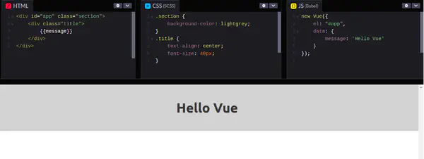 Hello World Vue application example